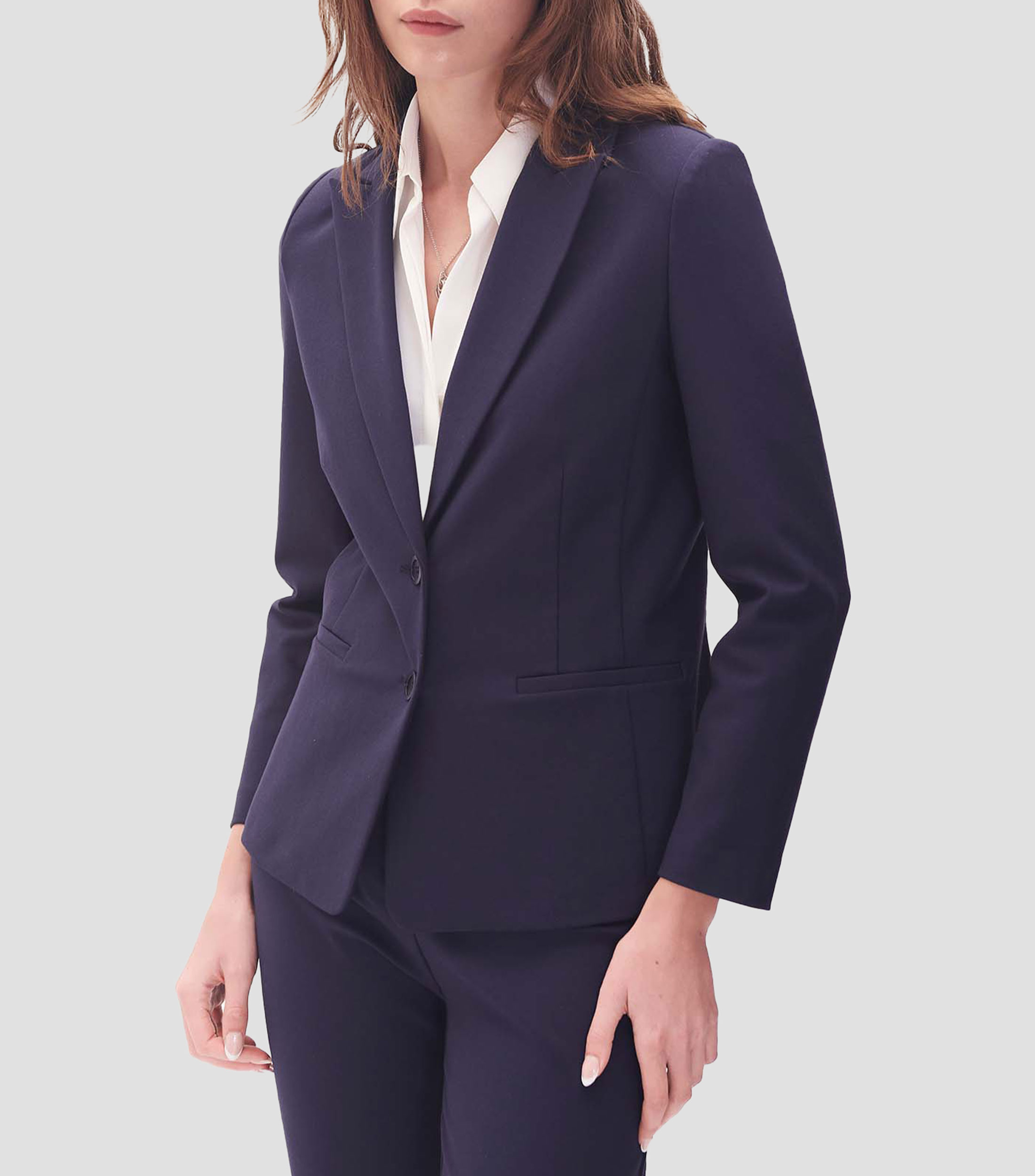 Blazer Azul Marino de Punto Corte Frances Mujer